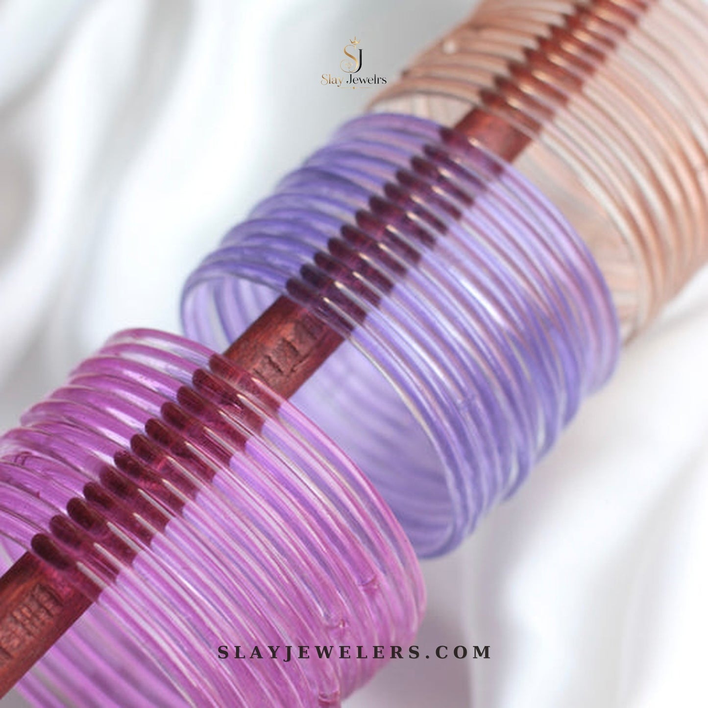 Pink, lavender, and peach jelly bangle trio — Slay Jewelers