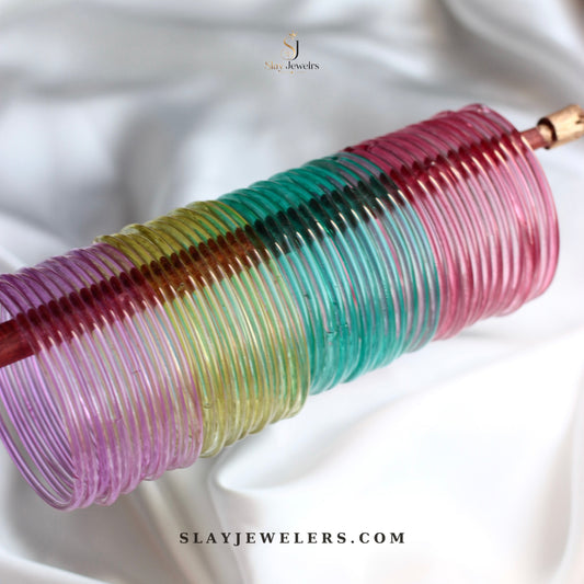 Sorbet rainbow jelly bangle stack — Slay Jewelers