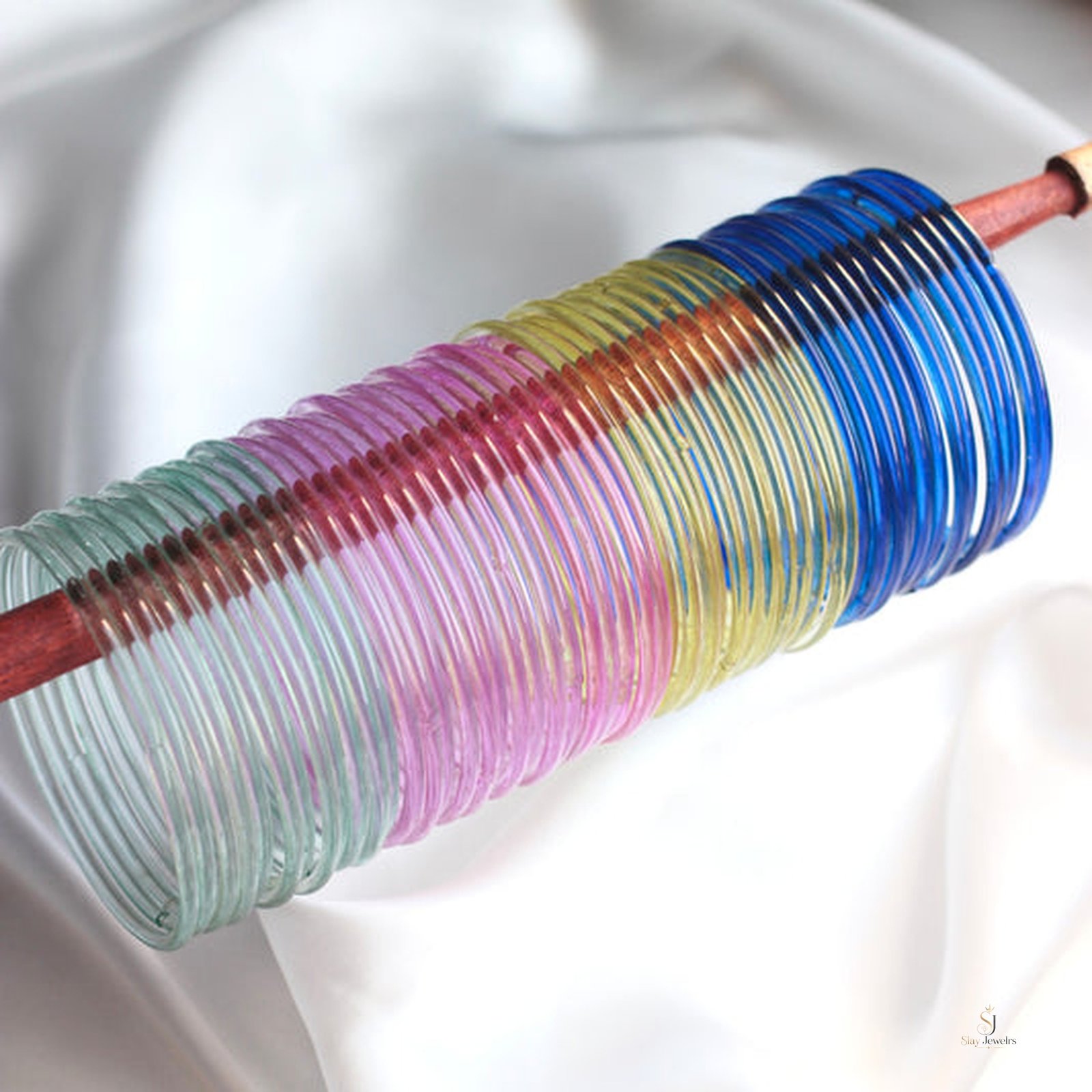 Rainbow Pastel Jelly Bangles — Teal, Pink, Yellow, Royal Blue - Image 2