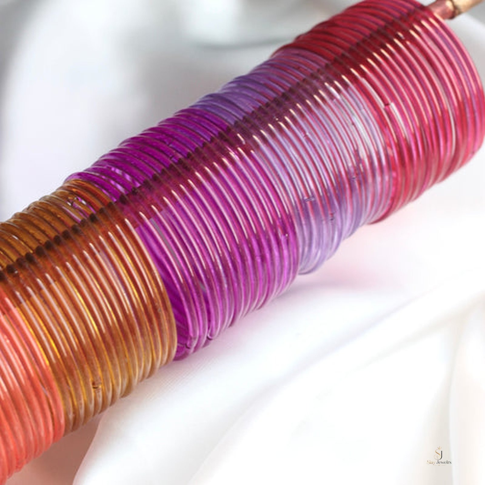 Warm Sunset Jelly Bangles — 5-Tone Layered Stack - Image 3